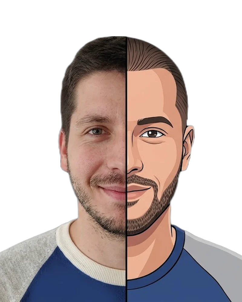Michiel Baets, half photo and half Echo digital twin illustration