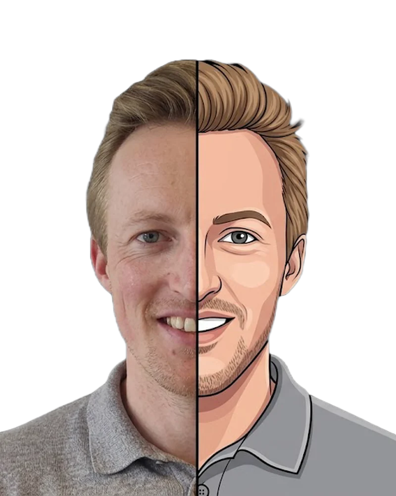 Yannick Antonissen, half photo and half Echo digital twin illustration